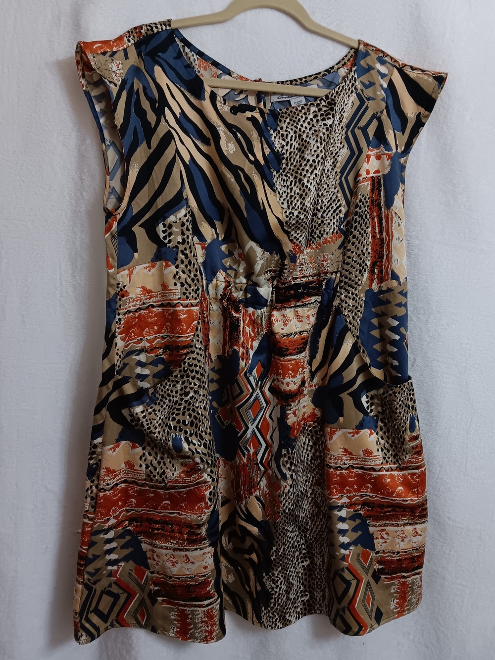 American Rag Gray and Black Printed Sleeveless Dress